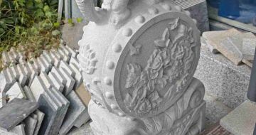 秦皇岛芝麻白抱鼓石 庭院抱鼓石