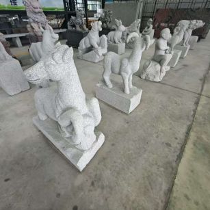 秦皇岛芝麻白雕刻 十二生肖 异形雕刻