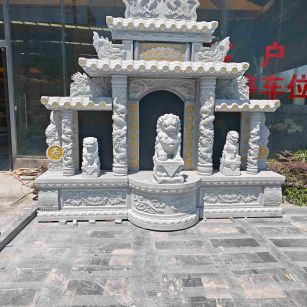 秦皇岛芝麻白中国黑石材套墓 花岗岩墓碑